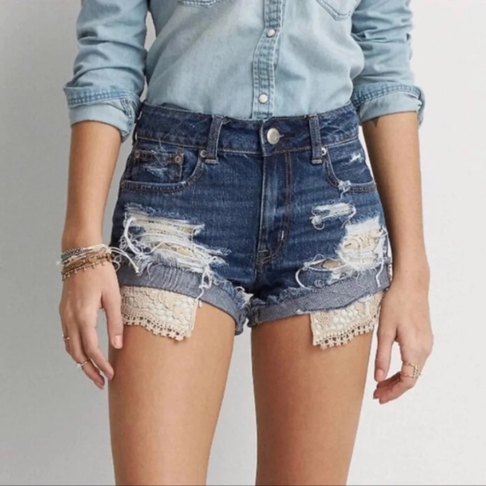 American Eagle Outfitters High-Waisted Festival Denim Shorts